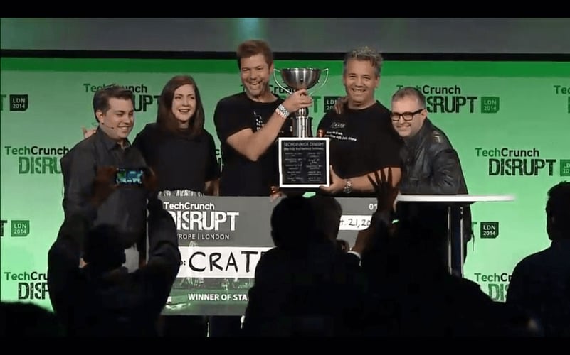 Jodok and Christian receiving the TechCrunch Disrupt Award