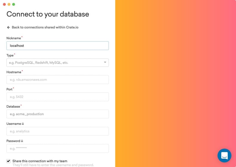 The PopSQL connect screen