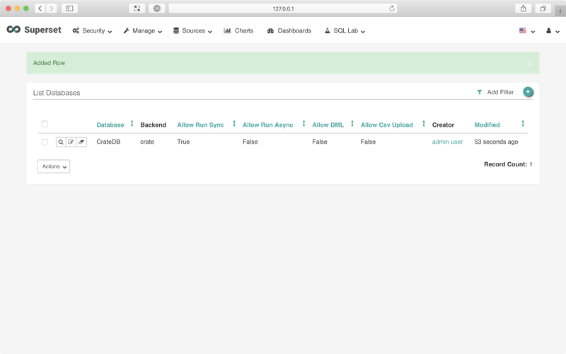 Screenshot of the Apache Superset application